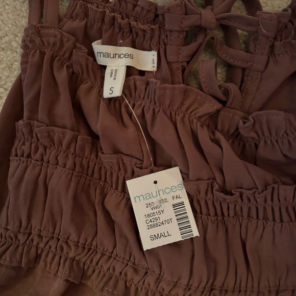 Maurice’s Small Dusty Rose Ruffle Key Hole Tie back Tank NWT - Picture 8 of 9